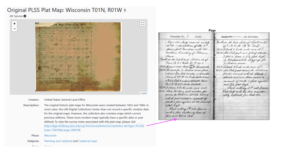 Wisconsin plat and field notes