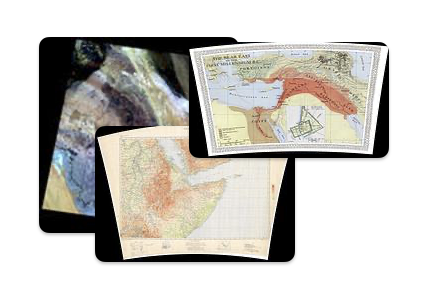 Thumbnails of a few georeferenced items from the CAMEL collection.