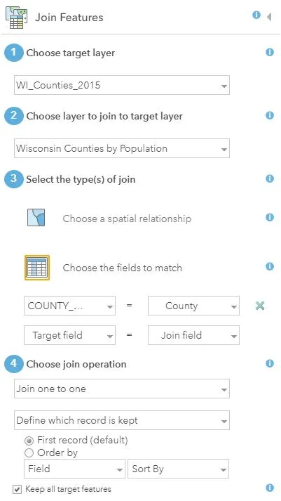 Join Features Input Form