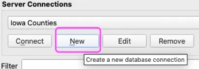New server connection in QGIS