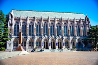 exterior photo of the west facade of Suzzallo Library