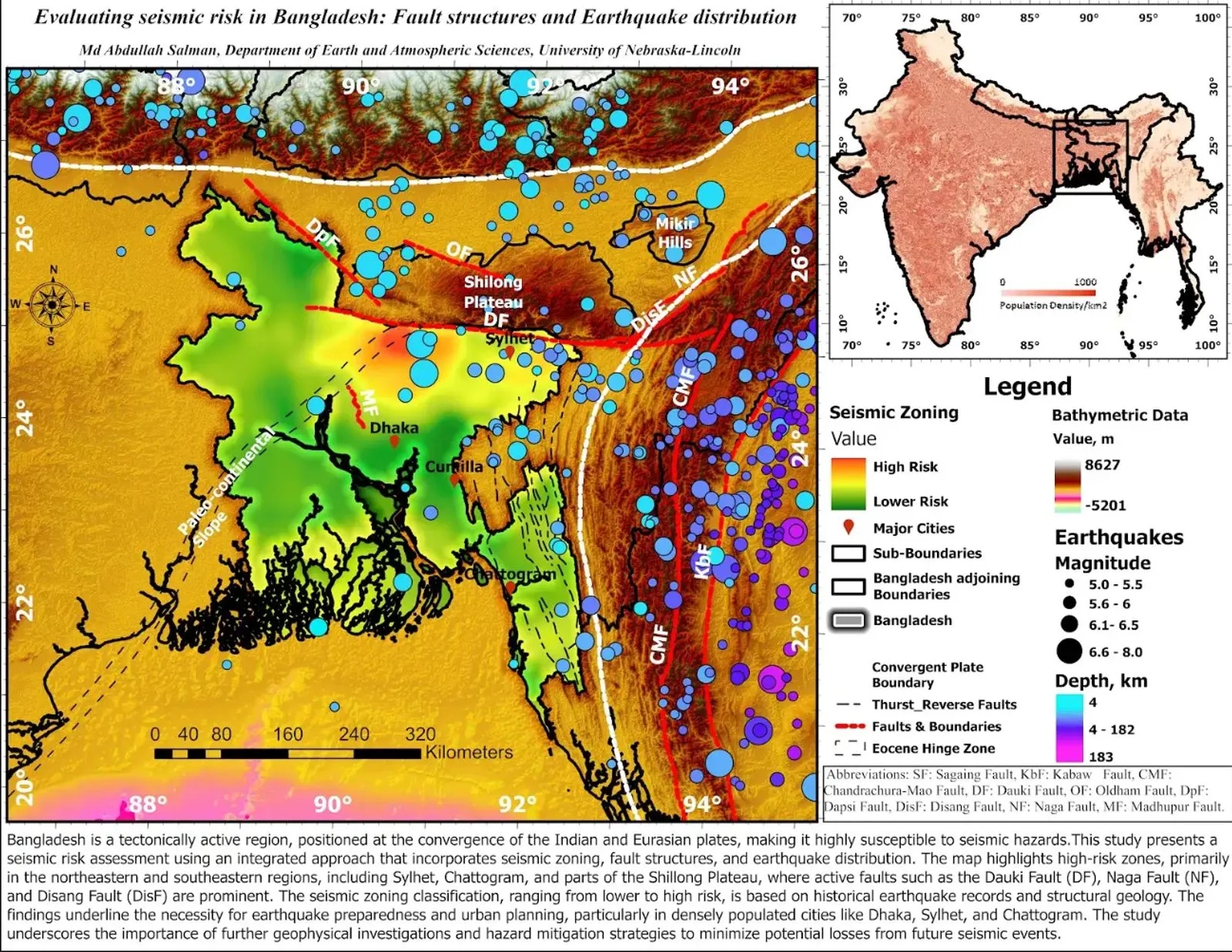 Evaluating Seismic Risk in Bangladesh: Fault Structures and Earthquake Distribution
