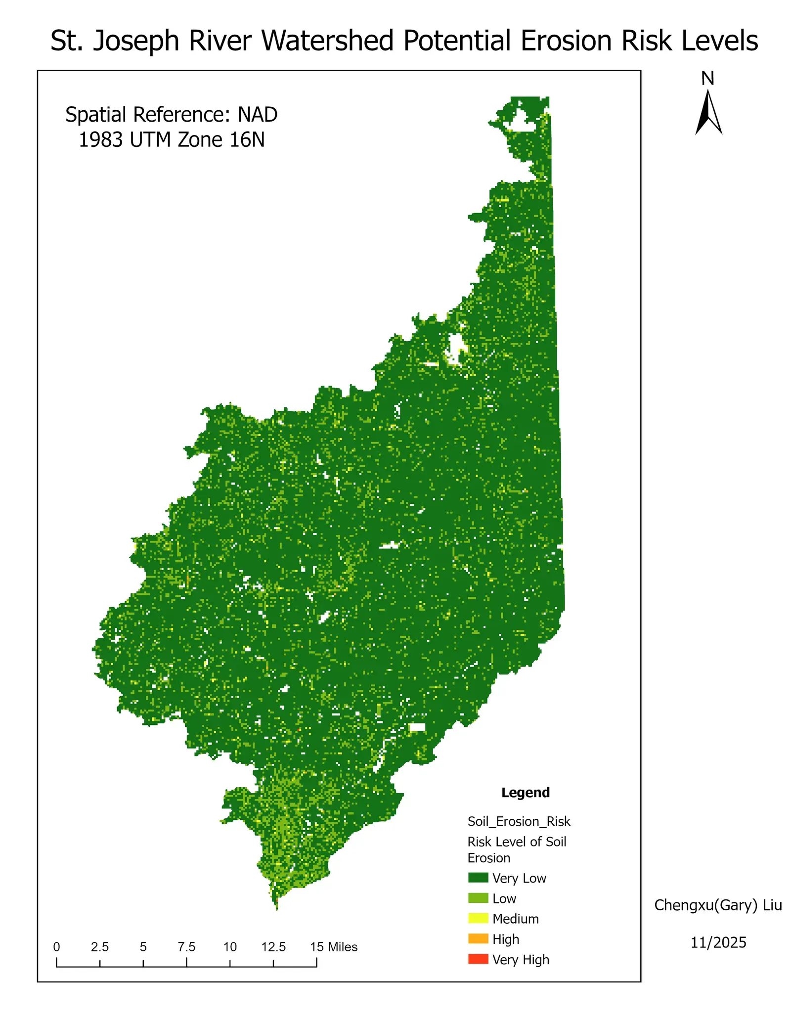 Soil Erosion Risk Distribution and Analysis in St. Joseph River Watershed