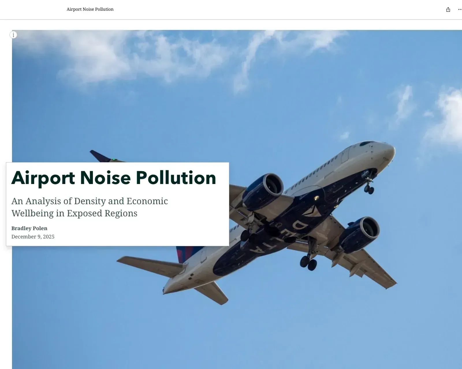 Airport Noise Pollution: An Analysis of Density and Economic Wellbeing in Exposed Regions