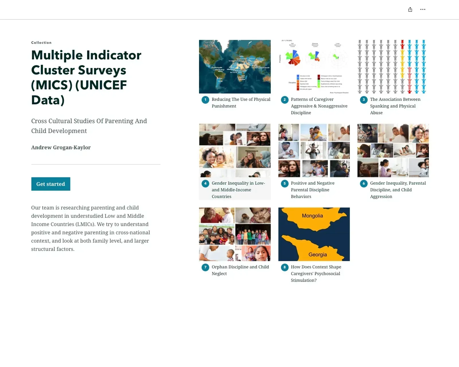 Multiple Indicator Cluster Surveys (MICS) (UNICEF Data):  Cross Cultural Studies Of Parenting And Child Development