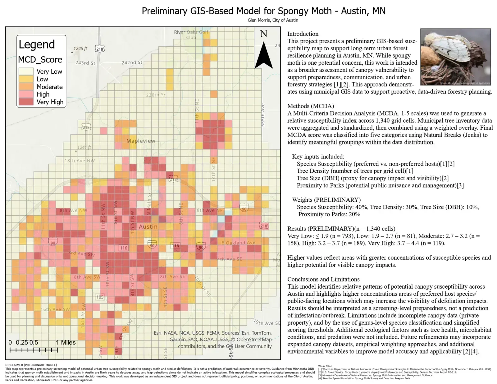 Preliminary GIS-Based Model for Spongy Moth in Austin, MN
